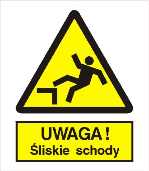Ostrzeżenie przed śliskimi schodami